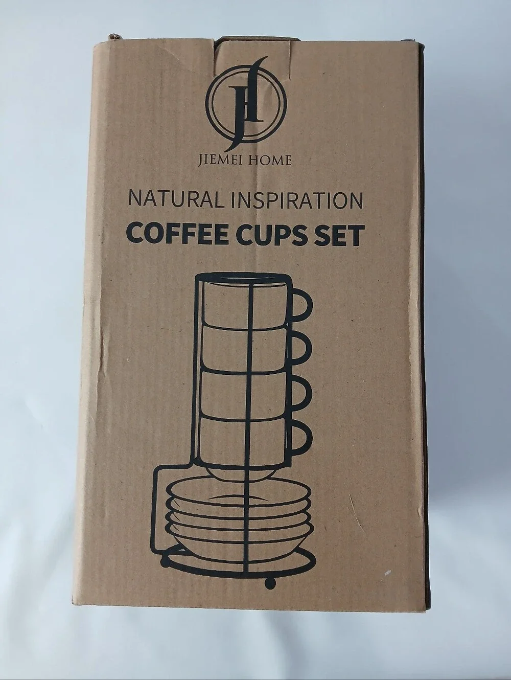 New Jiemei Home Porcelain Stackable Espresso Cups And Saucers Set With Stand